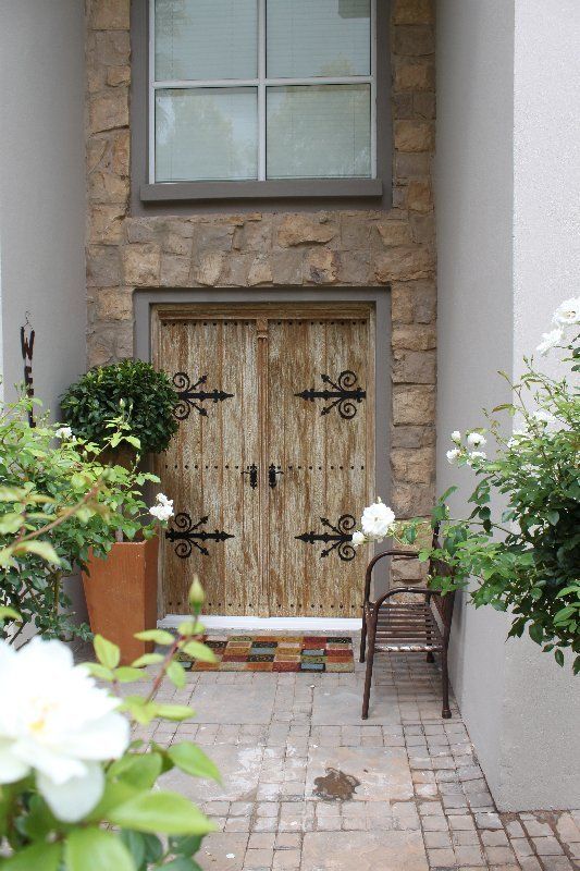 Grapedoor Custom Made Oak Wooden Double Door with decorative hardware