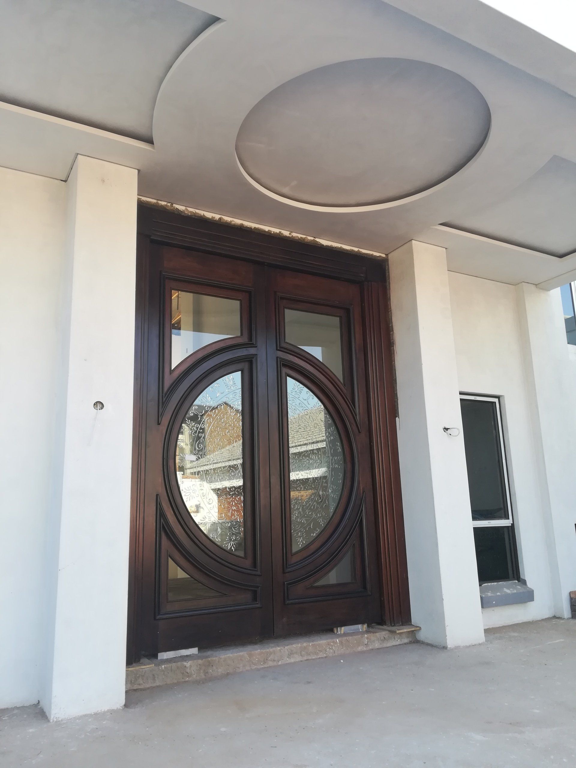 Grapedoor Custom made Glass Door Mahogany Wood