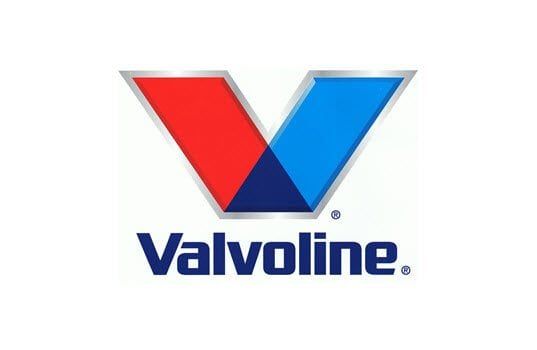 A red and blue logo for valvoline on a white background