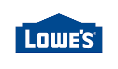 The lowe 's logo is blue and white and looks like a house.