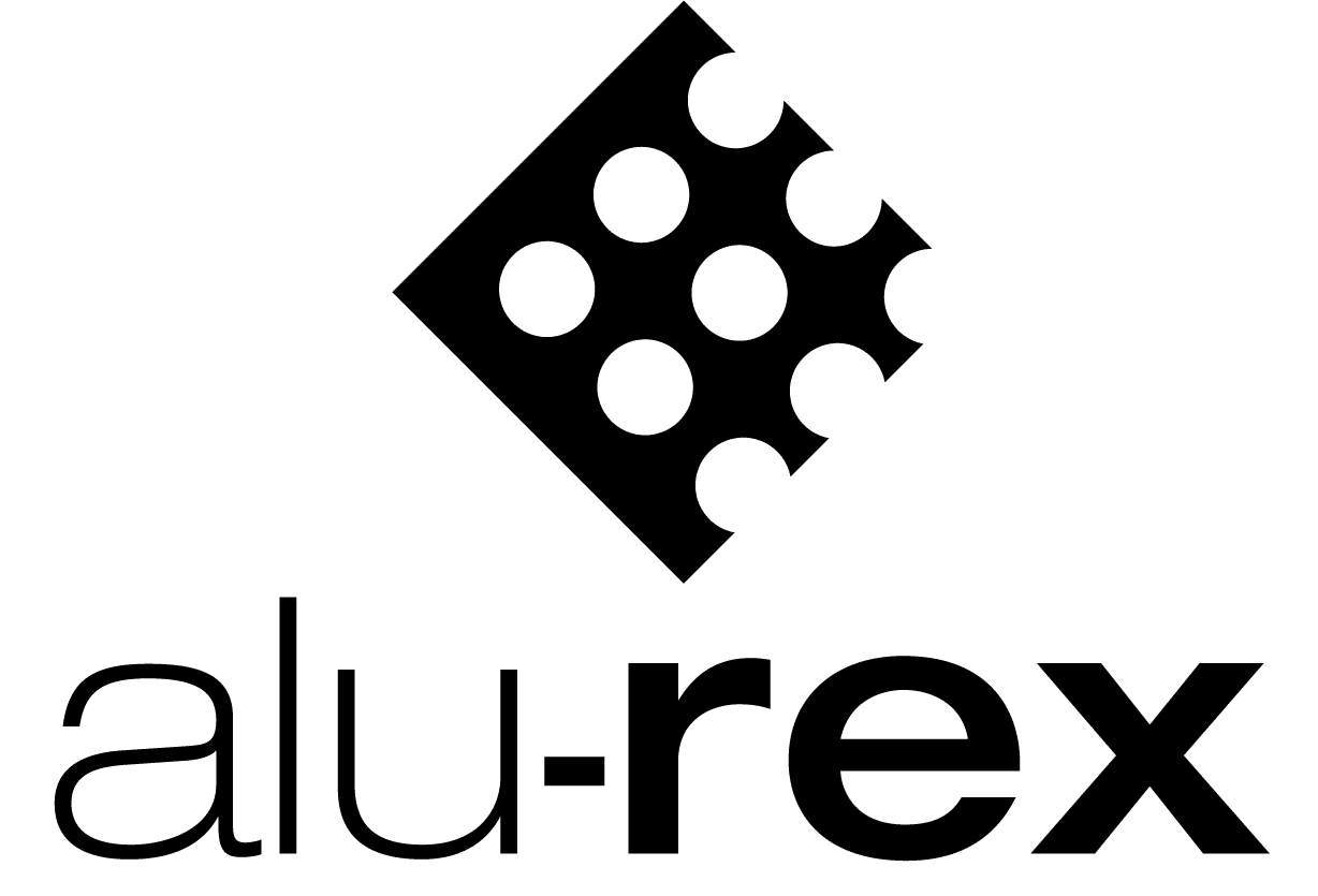Un logo noir et blanc pour une entreprise appelée alu-rex
