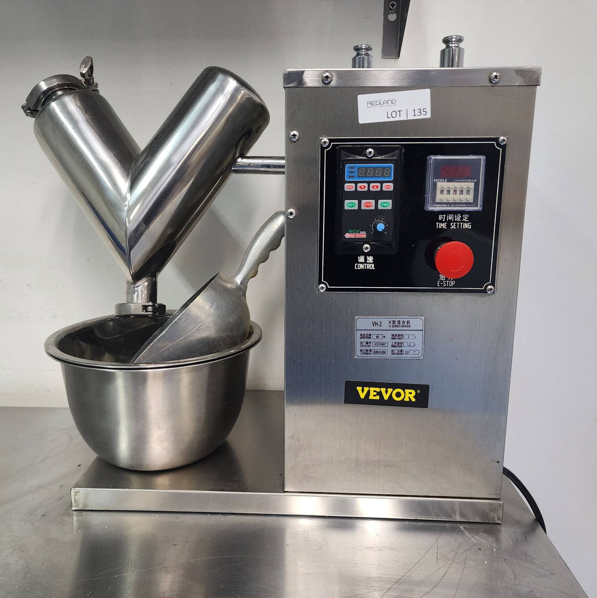 Lot 135 - Vevor VH-2 Stainless Steel V-Type Mixer