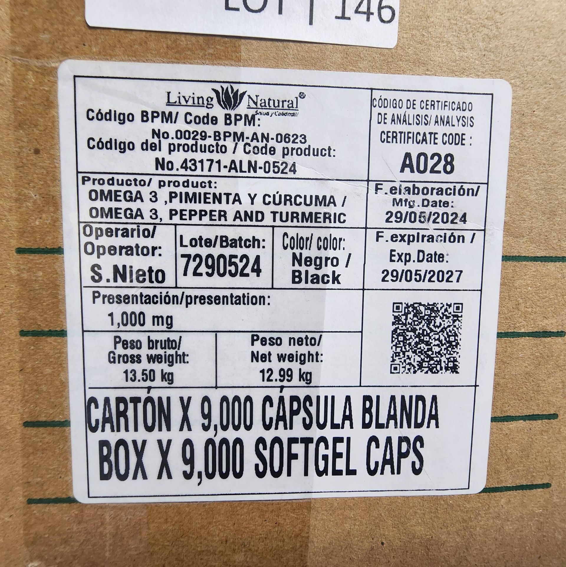 Lot 146 - Living Natural of Omega-3 Softgel Capsules