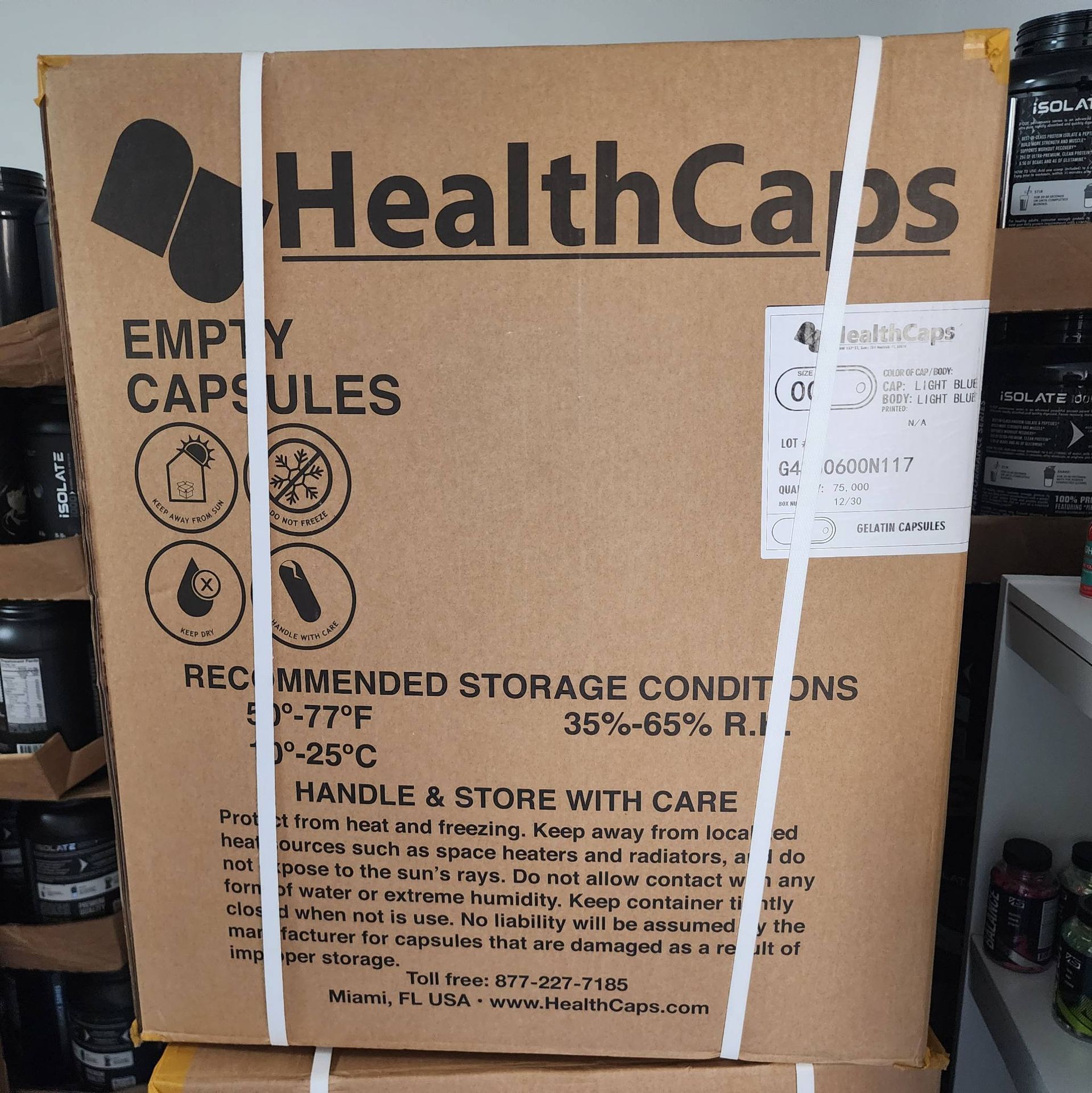 Lot 158 - Box of 75,000 Gelatin Capsules, Size 00