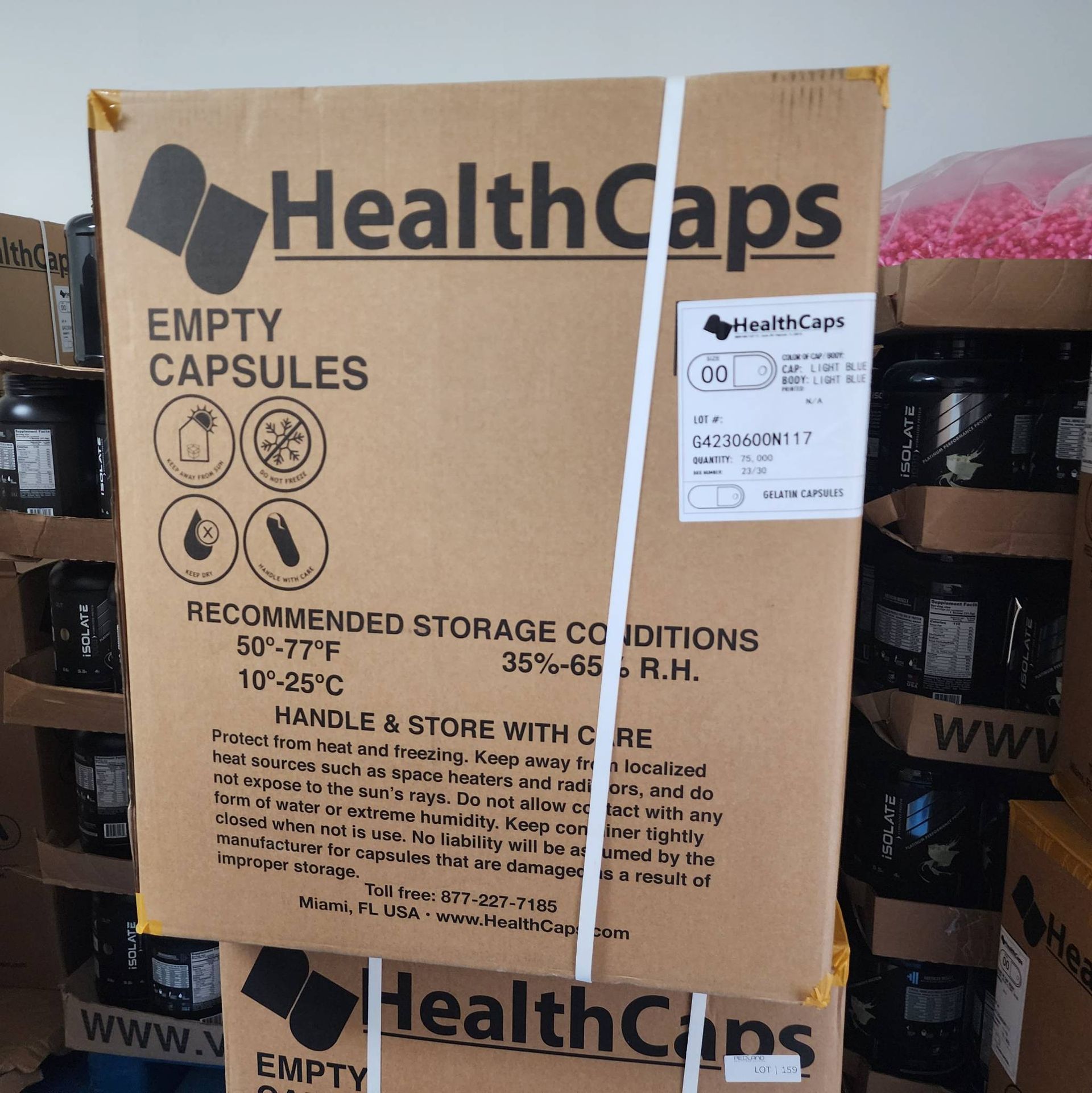Lot 160 - Full Box of 75,000 Gelatin Capsules