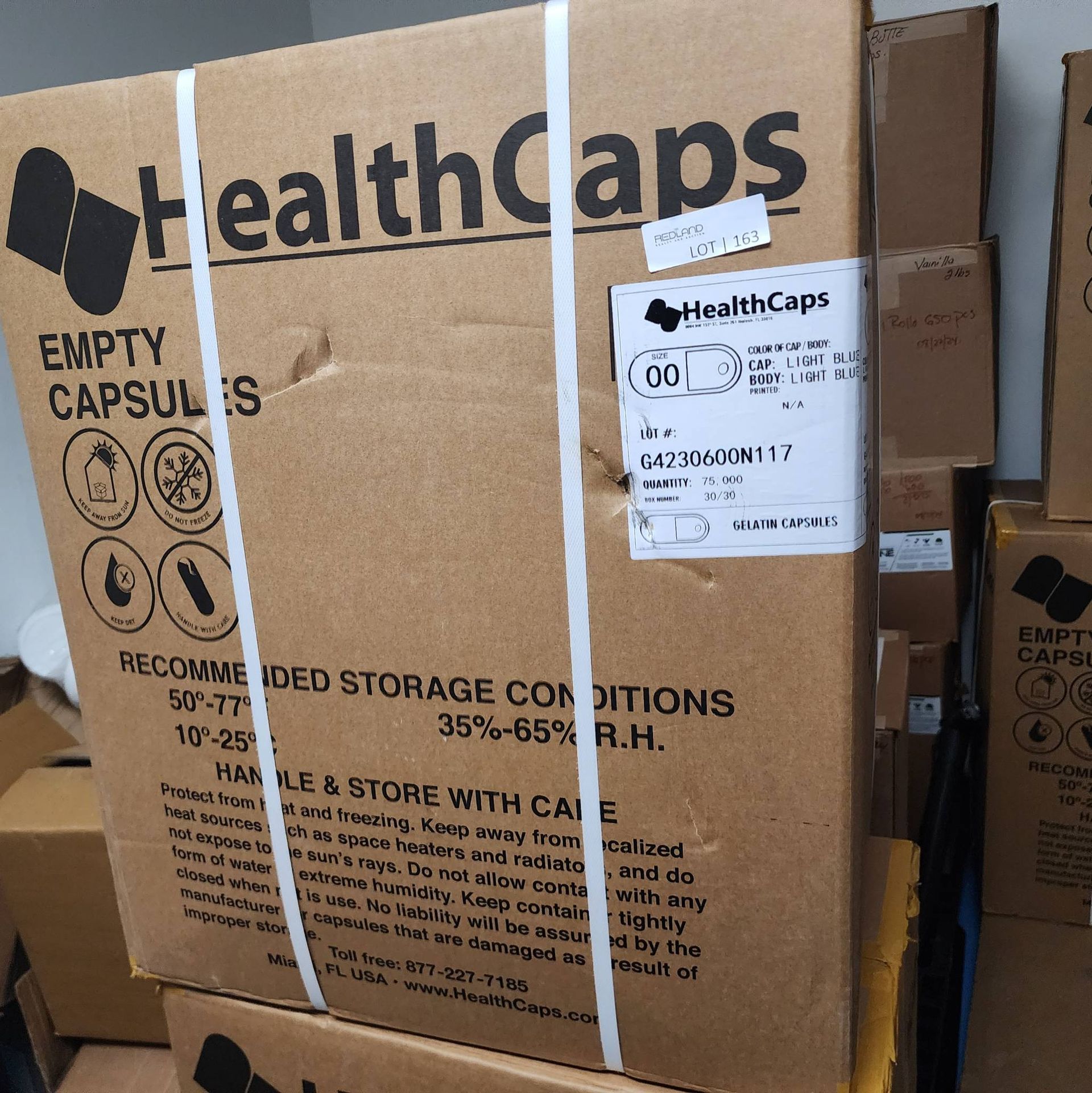 Lot 163 - Full Box of 75,000 HealthCaps Gelatin Capsules
