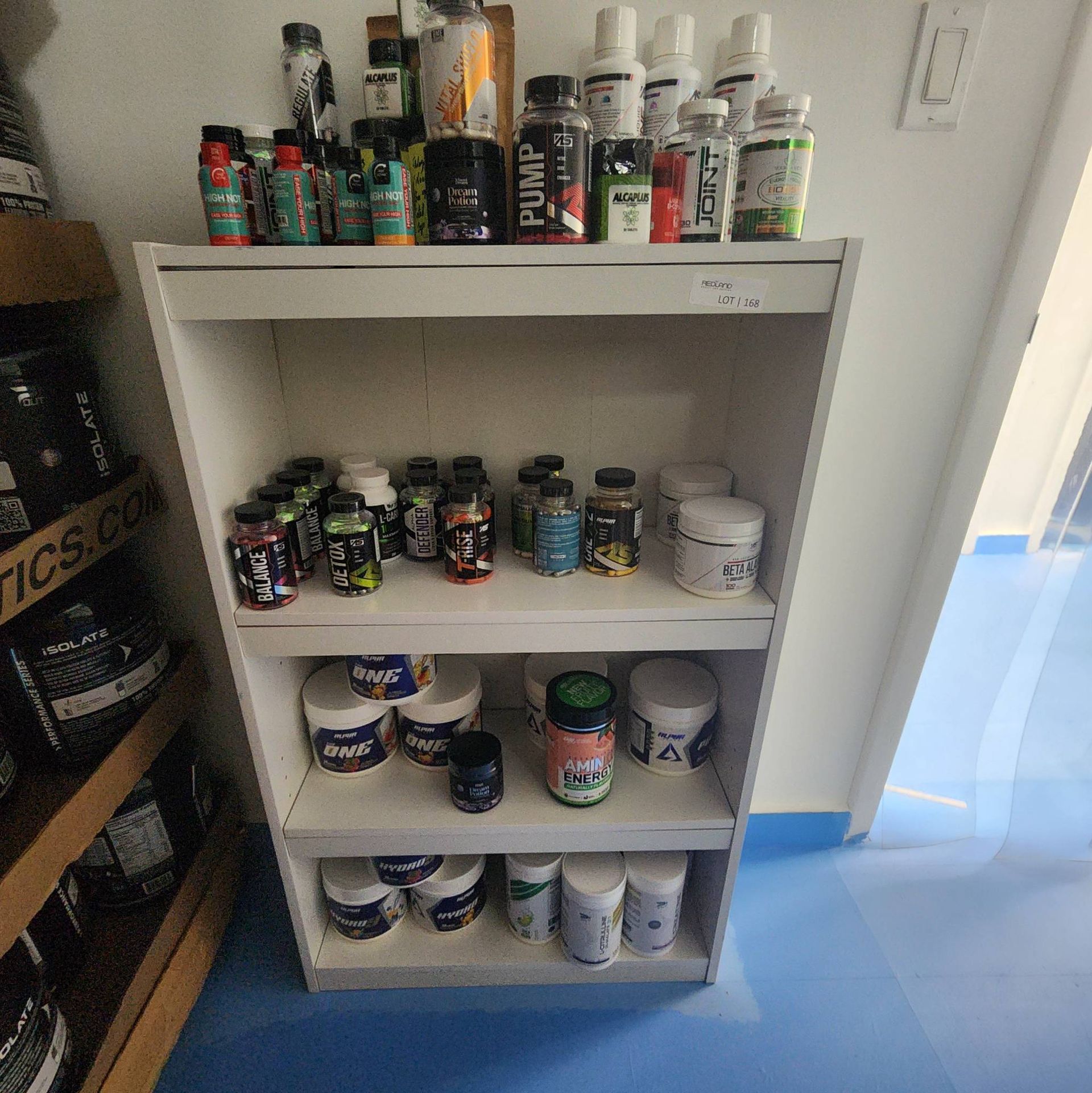 Lot 168 - Shelf of Health and Fitness Supplements