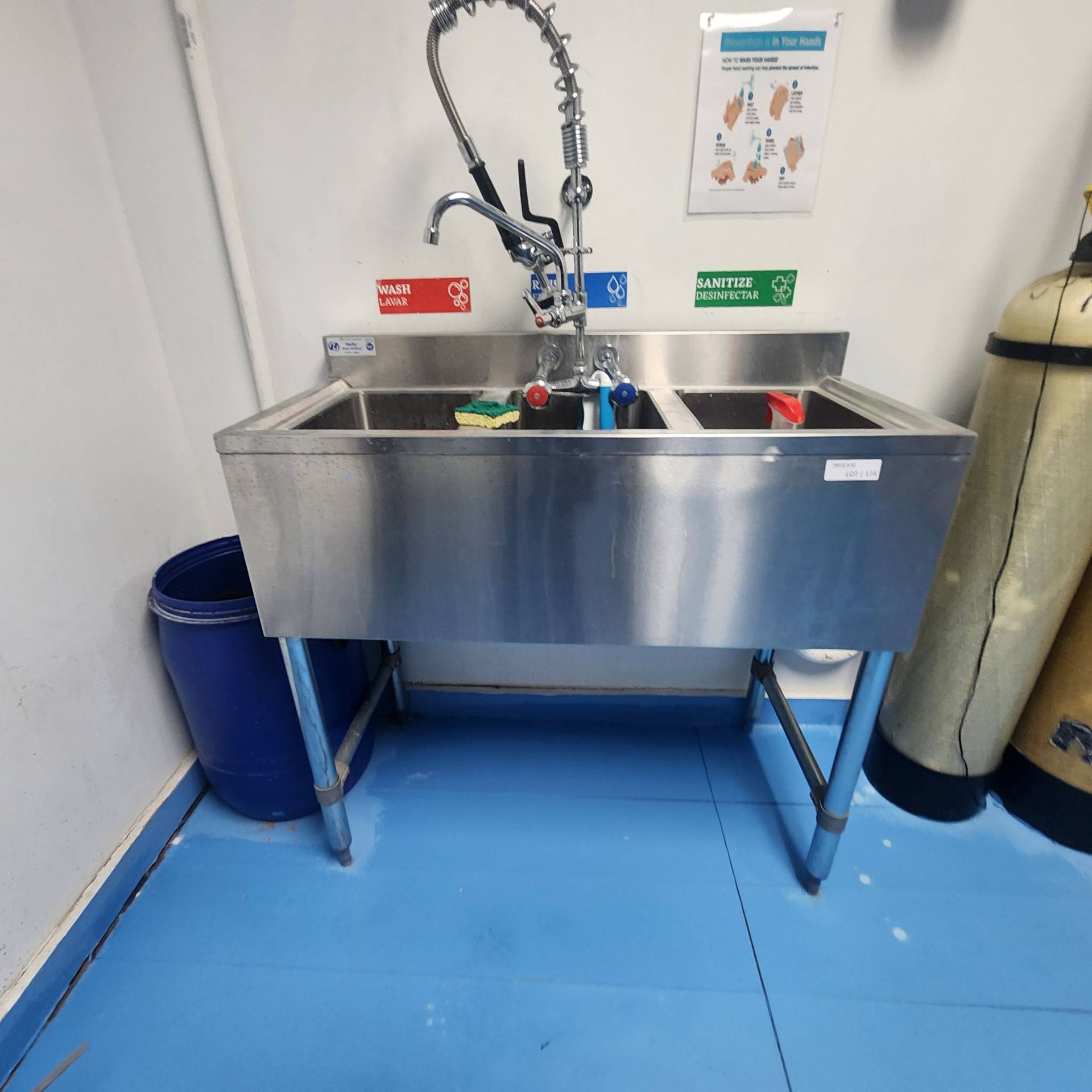 Lot 174 - Stainless Steel Triple-Basin Sink
