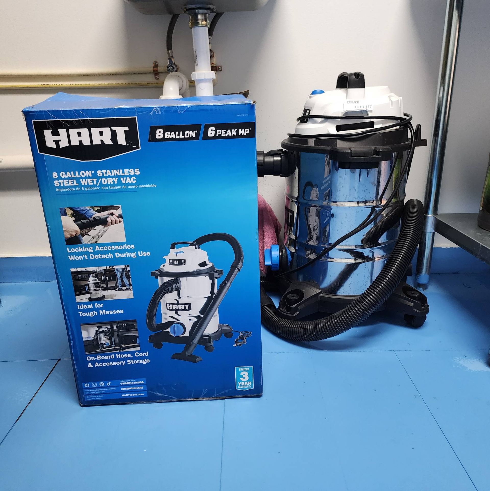 Lot 177 - Hart Stainless Steel Wet/Dry Vacuum