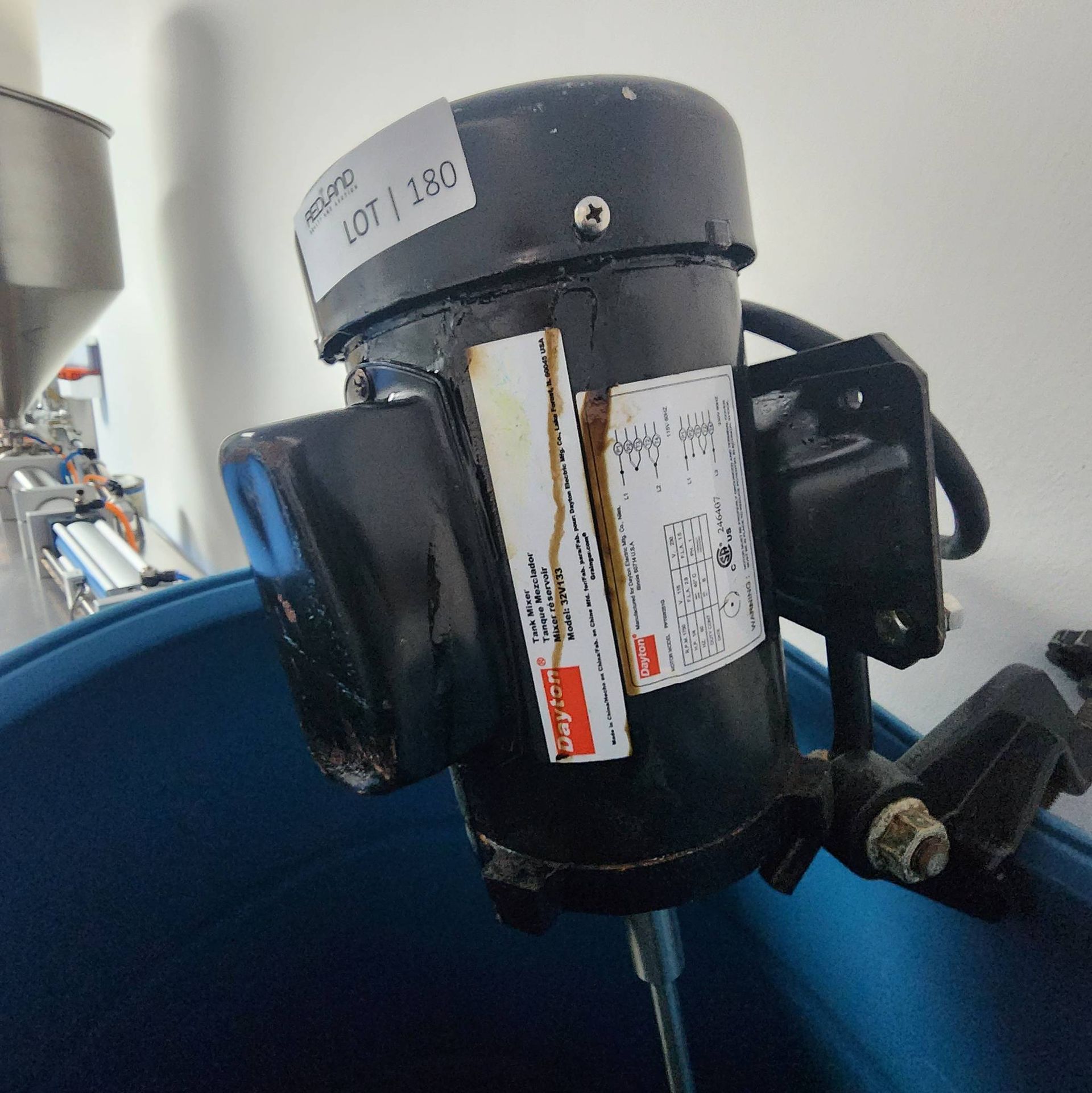 Lot 180 - Dayton Tank Mixer with Poly Tank