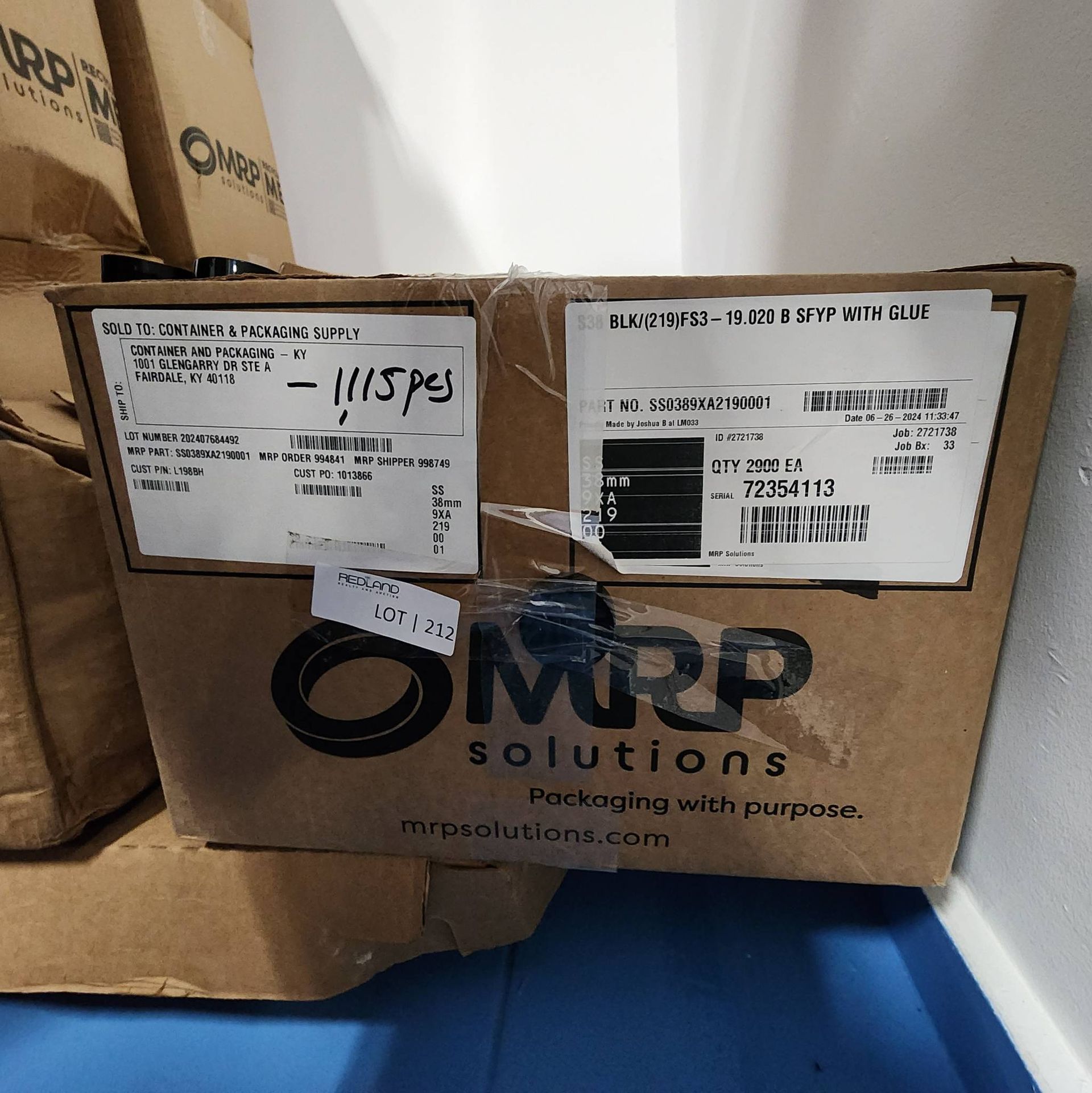 Lot 212 - MRP Solutions Black Caps with Glue