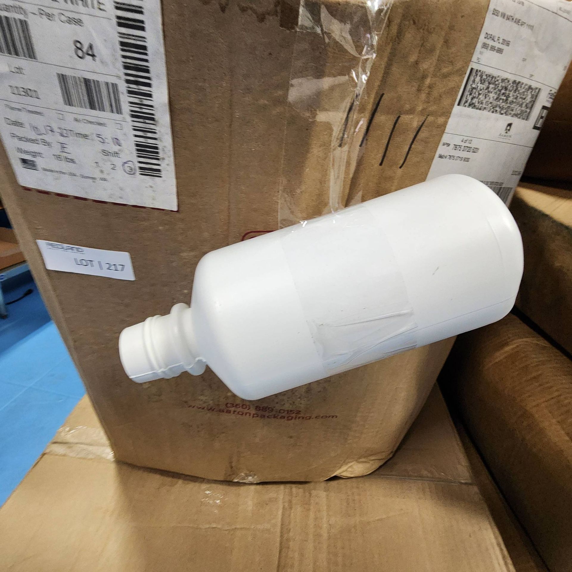 Lot 217 - 5 Cases of HDPE White Boston Round Bottles