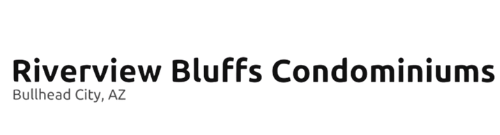 A logo for riverview bluffs condominiums in bullhead city , az
