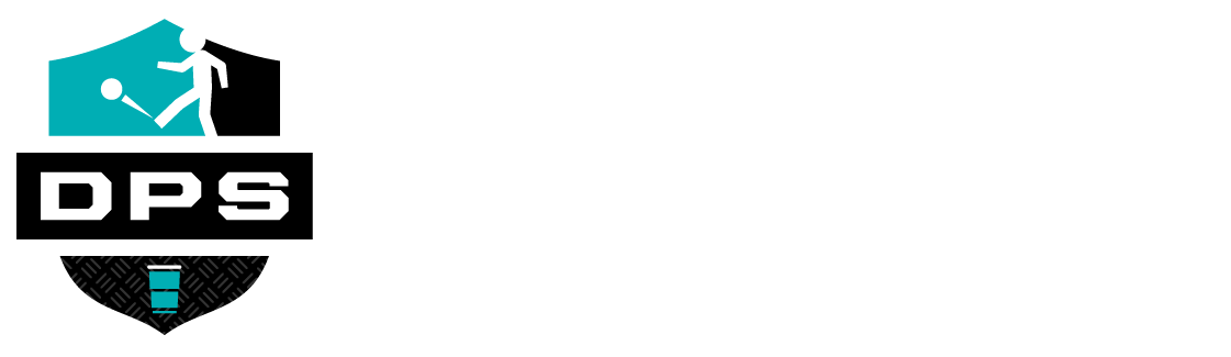 Logo: Shield with figure playing kickball, "DPS" and "DOUBLE PLAY SOCIALS" in black text.