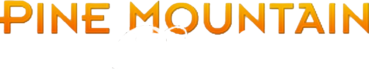 Pine Mountain logo in orange and black text on a white background