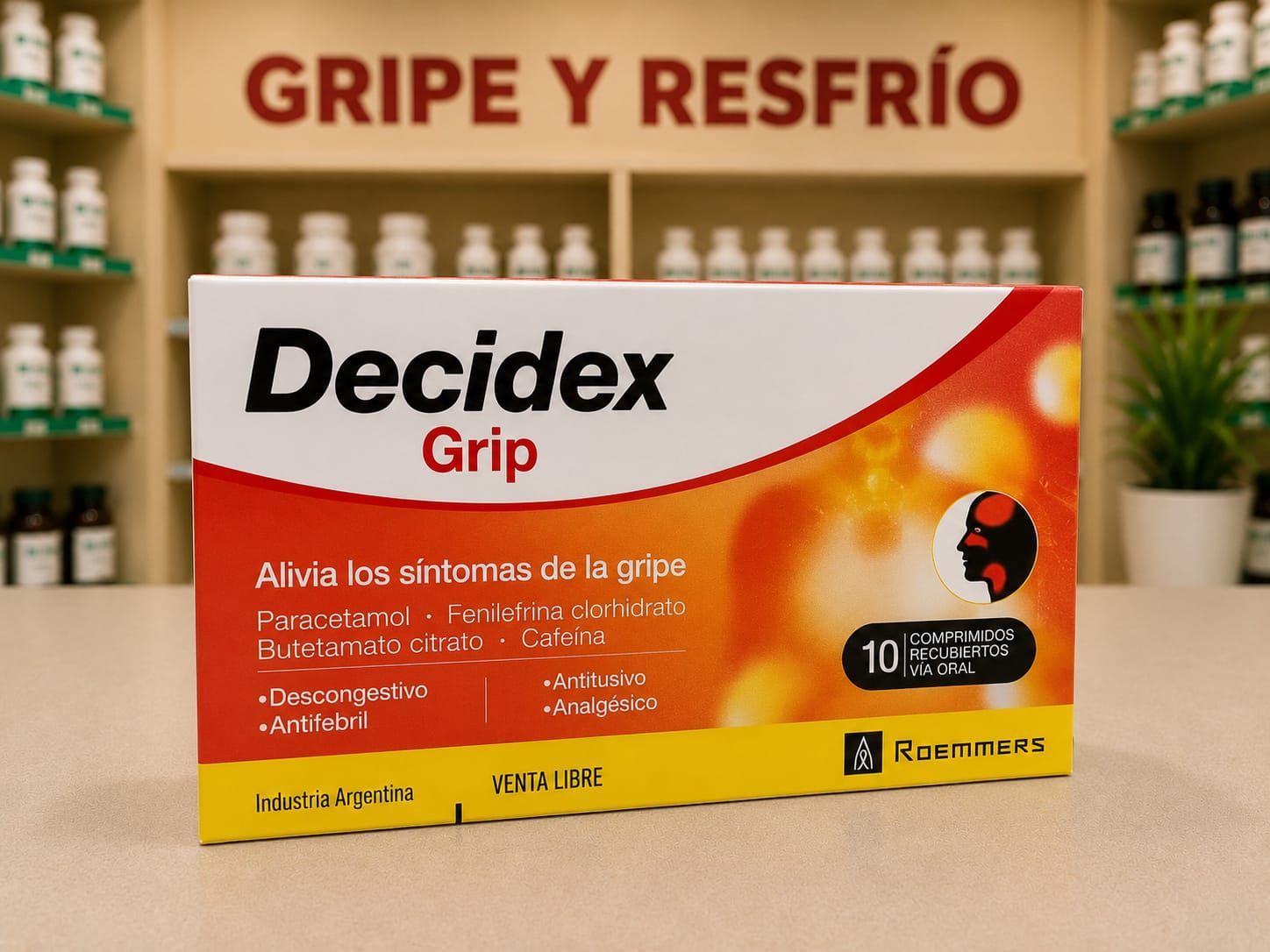 Decidex Grip comprimidos, tratamiento analgésico y descongestivo.