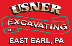 A red logo for usner excavating llc east earl pa