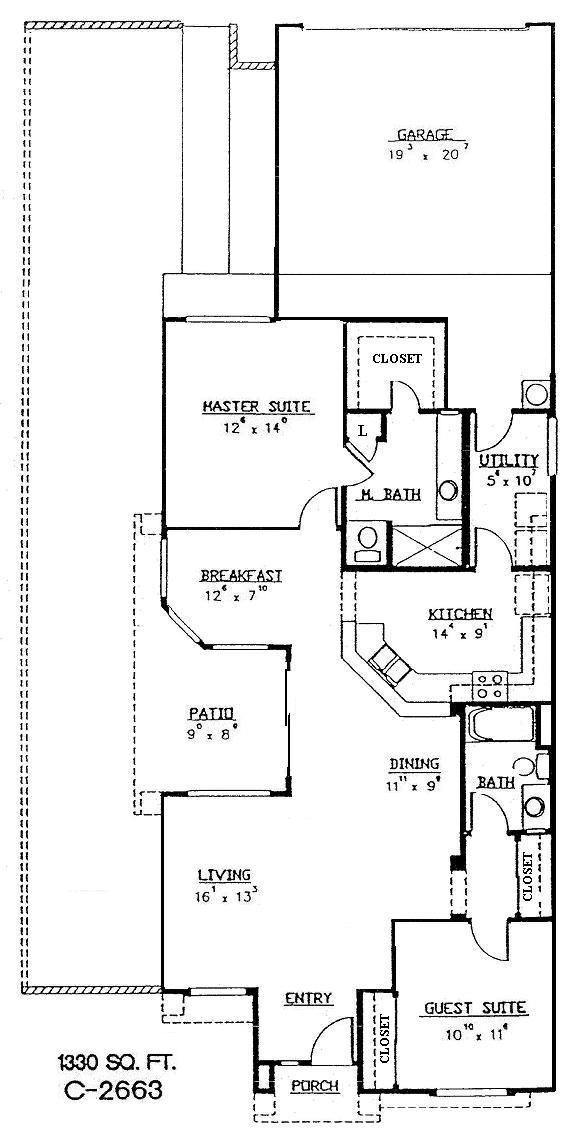 Black-and-white architectural floor plan of a house with labeled rooms and dimensions.