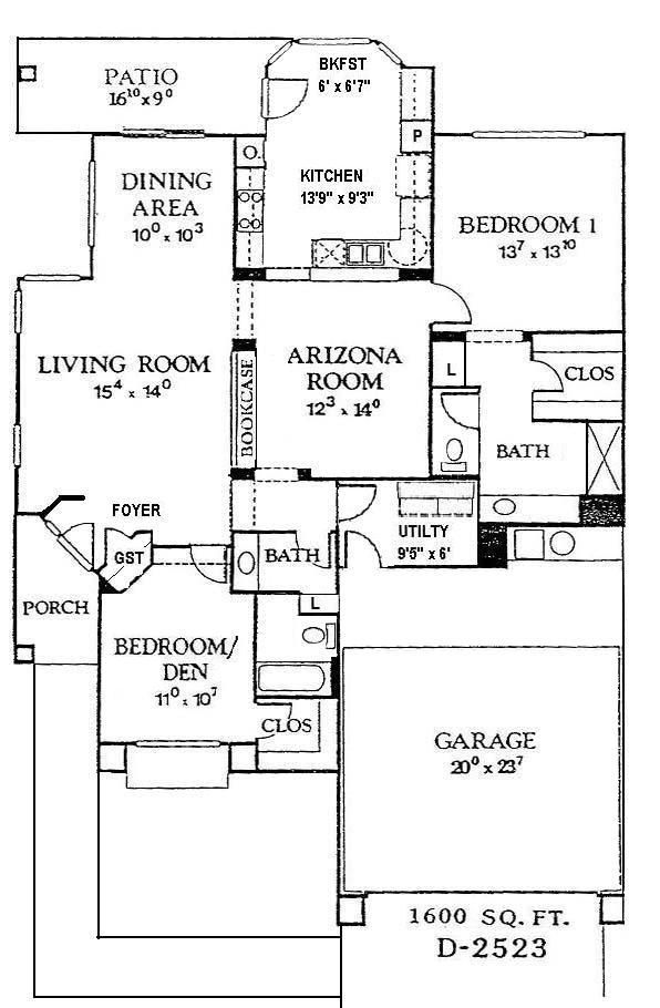 Black-and-white house floor plan with labeled rooms, patio, garage, and 3 bedrooms