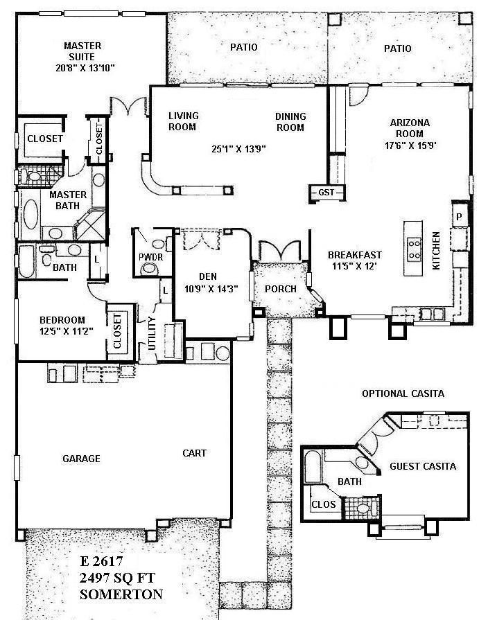 Black-and-white house floor plan with labeled rooms, garage, and covered patio.