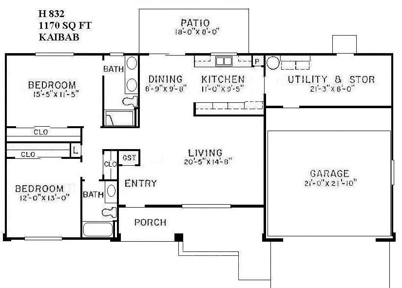Black-and-white house floor plan showing bedrooms, living, dining, kitchen, garage, porch, and patio.