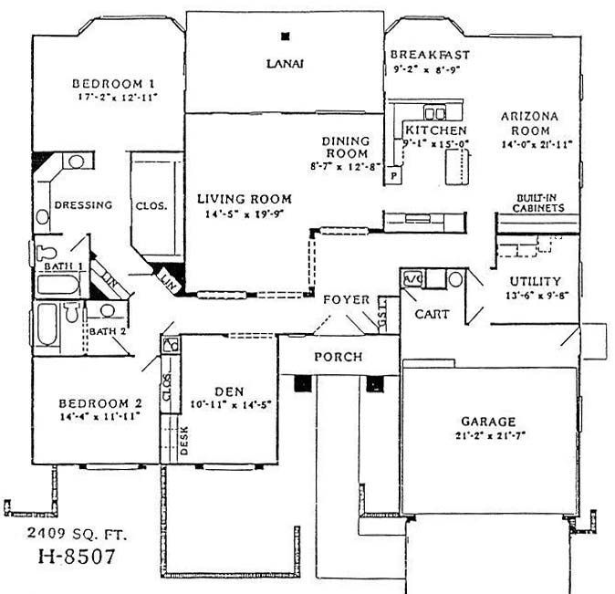 Black-and-white house floor plan with labeled rooms, porch, garage, and utility areas