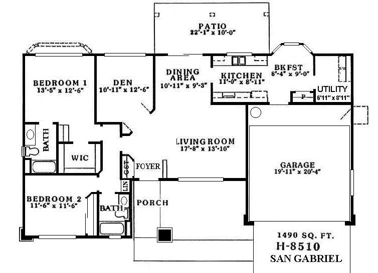 Black-and-white floor plan of a house with labeled rooms, porch, garage, and living room.