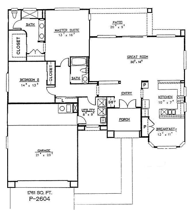 Black-and-white architectural floor plan with labeled rooms and dimensions