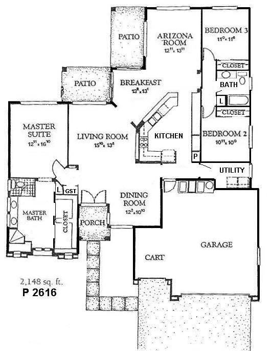 Black-and-white house floor plan with labeled rooms, garage, courtyard, and patio.