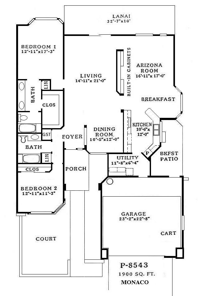 Black-and-white house floor plan with labeled rooms, porch, courtyard, patio, and garage.