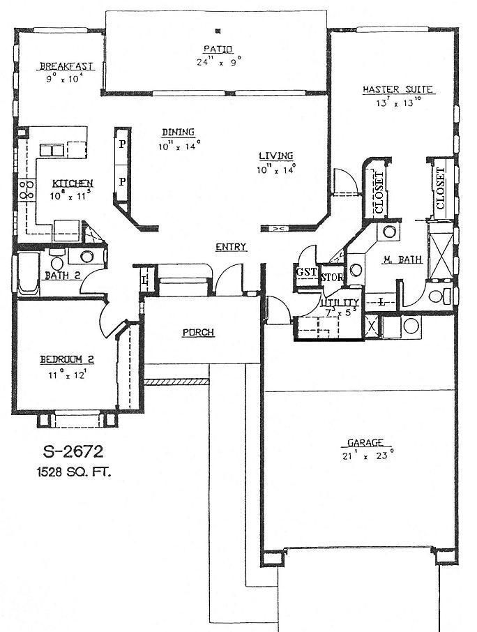 Black-and-white floor plan showing a house layout with labeled rooms and measurements.