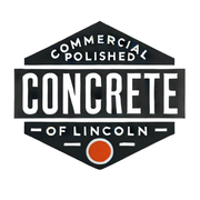 A logo for commercial polished concrete of lincoln.