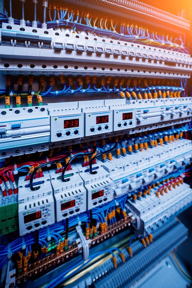 A Large Electrical Cabinet Filled With Lots of Electrical Equipment and Wires — NQBC Pty Ltd in Proserpine, QLD