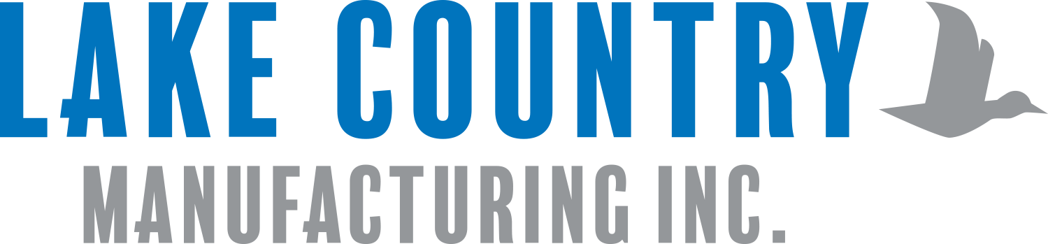 Logo for Lake Country Manufacturing Inc., in blue and gray, with a bird icon.