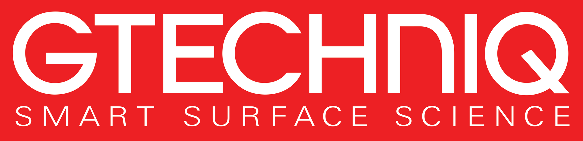 Gtechniq logo: white text on red background. 
