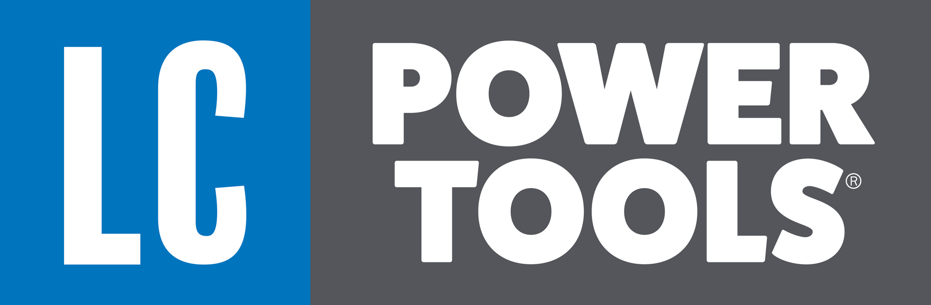 Logo for LC Power Tools: blue and gray color blocks with white text. 