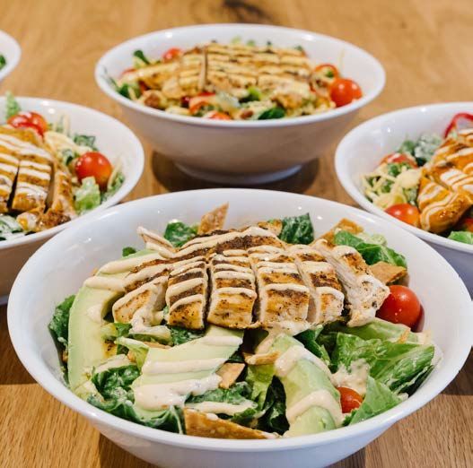 Super chix delicious grilled chicken salads.
