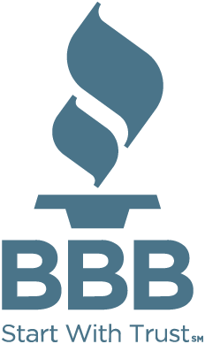 BBB logo with blue torch and text “BBB” and “Start With Trust”