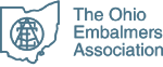 The Ohio Embalmers Association logo with teal globe icon and text
