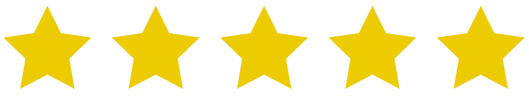 Five yellow stars in a row, likely representing a 5-star rating or review.