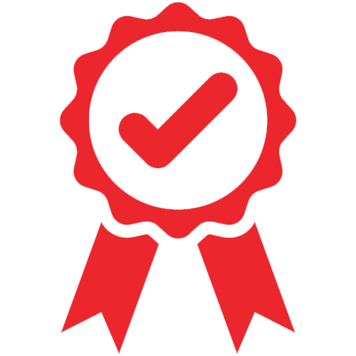 Red quality badge with a check mark.