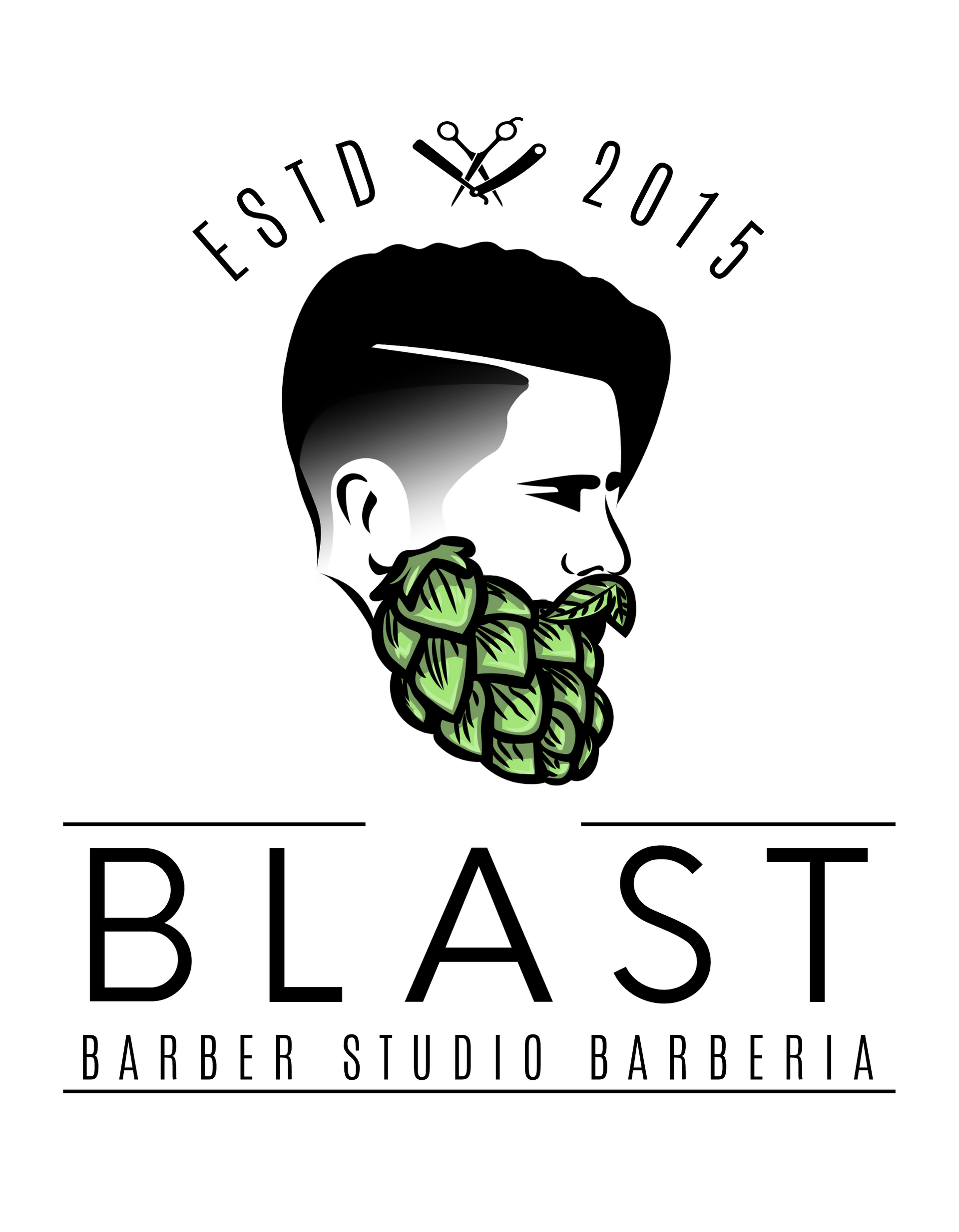 A logo for a barber shop called blast