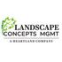 Logo for Landscape Concepts Mgmt, featuring a green leaf icon next to the company name and 