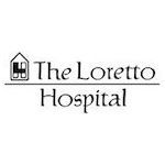 Logo for The Loretto Hospital, featuring a house-shaped icon with an 'L' design above the text.