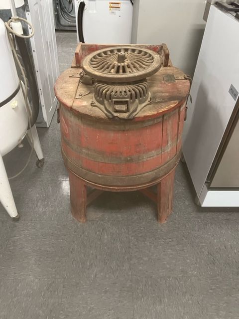 An old washing Machine rebuilt by John's Heating, Cooling, and Appliance Repair
