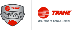 Two logos for trane comfort specialist and it 's hard to stop a trane