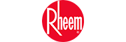 The rheem logo is in a red circle on a white background.