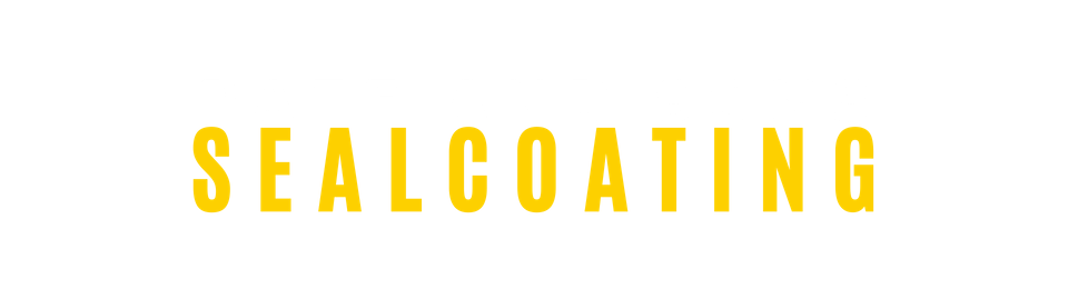 The word "SEALCOATING" written in bold, yellow capital letters against a white background.