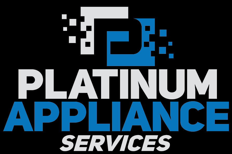 The Platinum Appliance Services logo features a blue and white geometric emblem over the company name in blue and white.