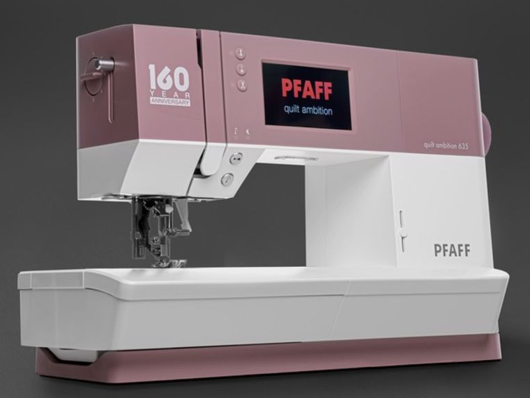 Pfaff 635 Quilt Ambition sewing machine with touch screen and larger inside arm space, Built in IDT walking foot system.